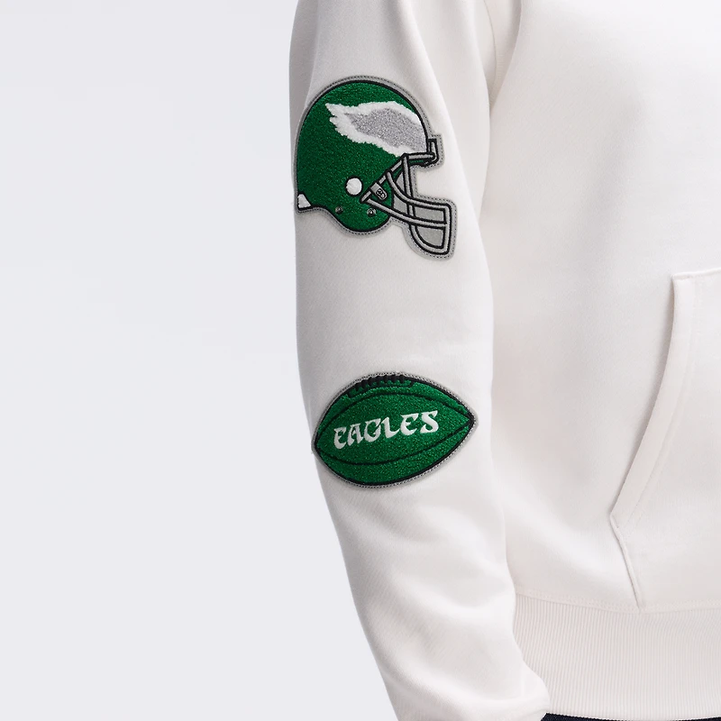 Fanatics Oatmeal Philadelphia Eagles IconicFleece Letterman Hoodie