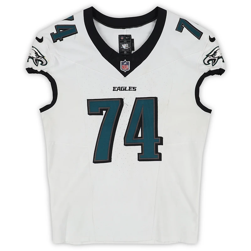 Fred Johnson Philadelphia Eagles Game-Used #74 White Jersey vs. Los Angeles Chargers on December 8, 2025