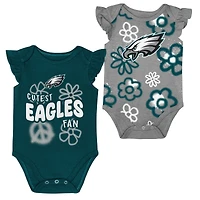 Girl's Outerstuff  Midnight Green/Gray Philadelphia Eagles Sunshine Two-Piece Bodysuit Set