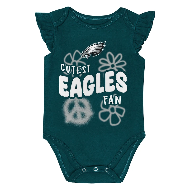 Girl's Outerstuff  Midnight Green/Gray Philadelphia Eagles Sunshine Two-Piece Bodysuit Set