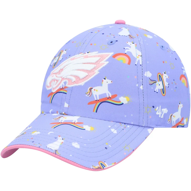 Chapeau ajustable licorne Philadelphia Eagles violet '47 pour filles d'âge préscolaire