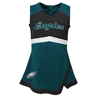 Robe verte de capitaine d'encouragement des Eagles Philadelphie pour tout-petits filles avec bloomers
