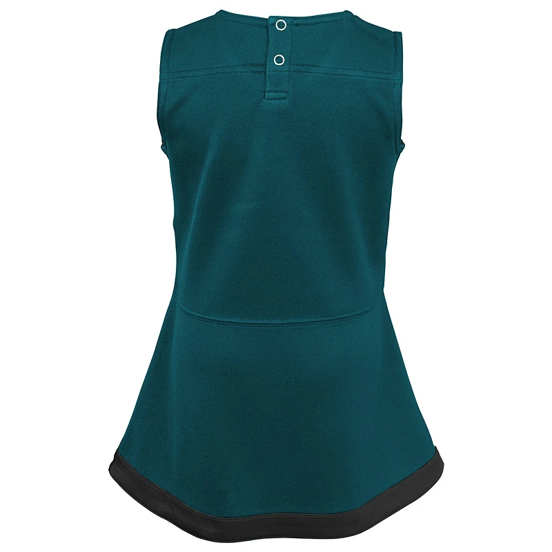 Robe verte de capitaine d'encouragement des Eagles Philadelphie pour tout-petits filles avec bloomers