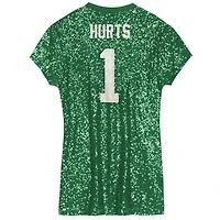 Girls Youth Jalen Hurts Kelly Green Philadelphia Eagles Sequin Player Name & Number V-Neck Dress