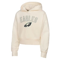 Girl's Youth Outerstuff Cream Philadelphia Eagles Oversized Blitz Cropped Pullover Hoodie