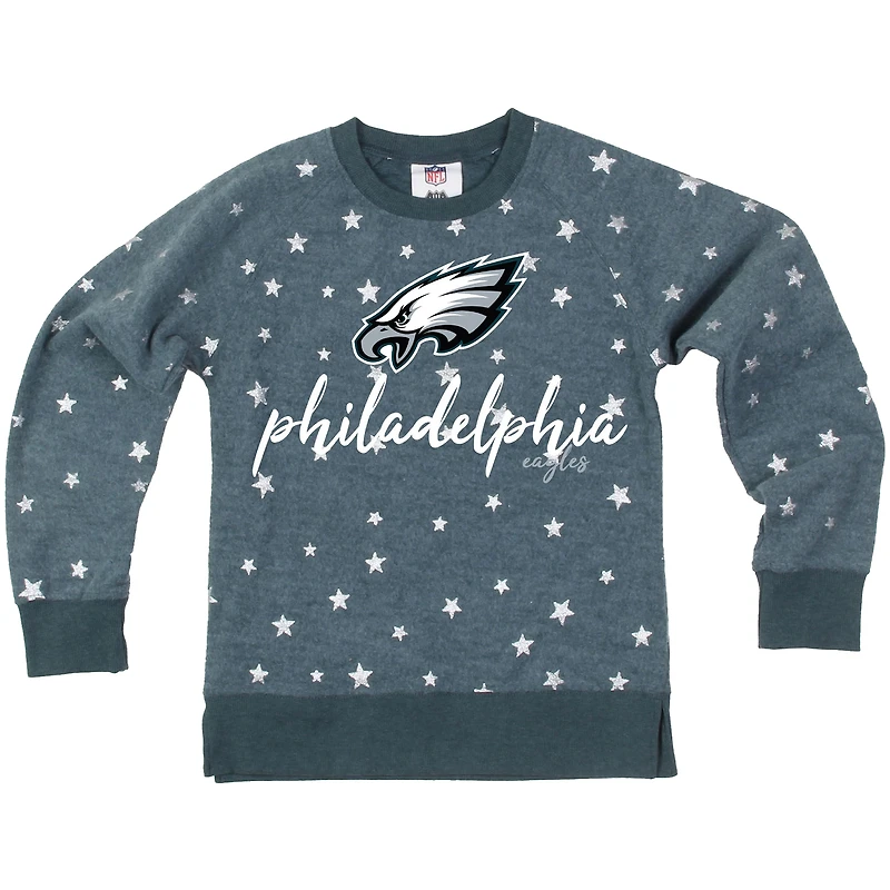 Sweat-shirt en molleton à motif étoile scintillante pour jeunes filles, Wes & Willy, vert nuit des Eagles de Philadelphie