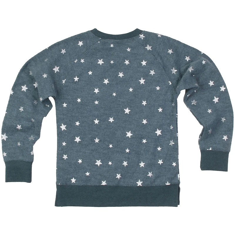 Sweat-shirt en molleton à motif étoile scintillante pour jeunes filles, Wes & Willy, vert nuit des Eagles de Philadelphie