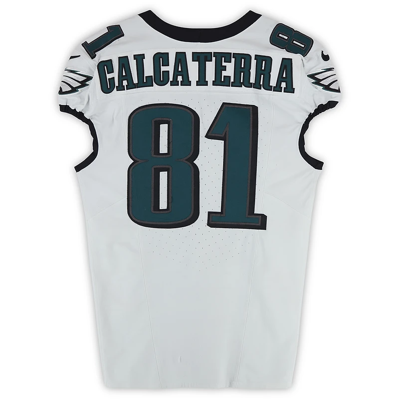 Grant Calcaterra Philadelphia Eagles Game-Used #81 White Nike Jersey from Multiple Games During the 2024 NFL Season