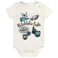 Ensemble de body trois pièces Outerstuff Philadelphia Eagles Littlest Player pour bébé et nouveau-né