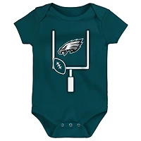 Infant & Newborn Outerstuff  Philadelphia Eagles Littlest Player Three-Piece Bodysuit Set