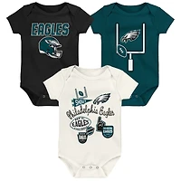 Ensemble de body trois pièces Outerstuff Philadelphia Eagles Littlest Player pour bébé et nouveau-né