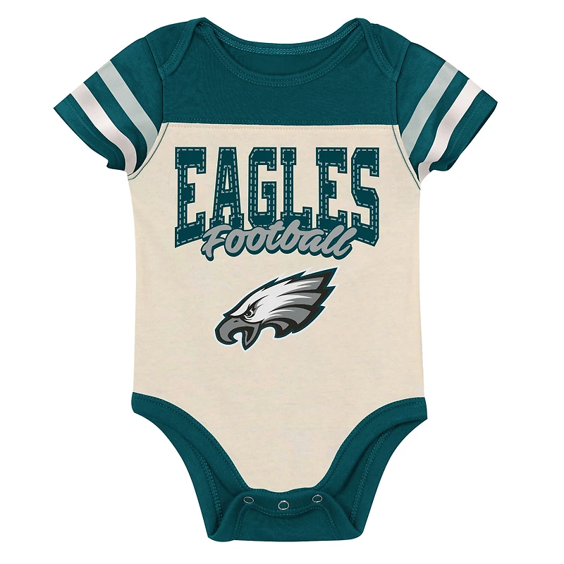 Ensemble trois pièces pour bébé et nouveau-né Outerstuff Philadelphia Eagles Up One : body, bavoir chaussons
