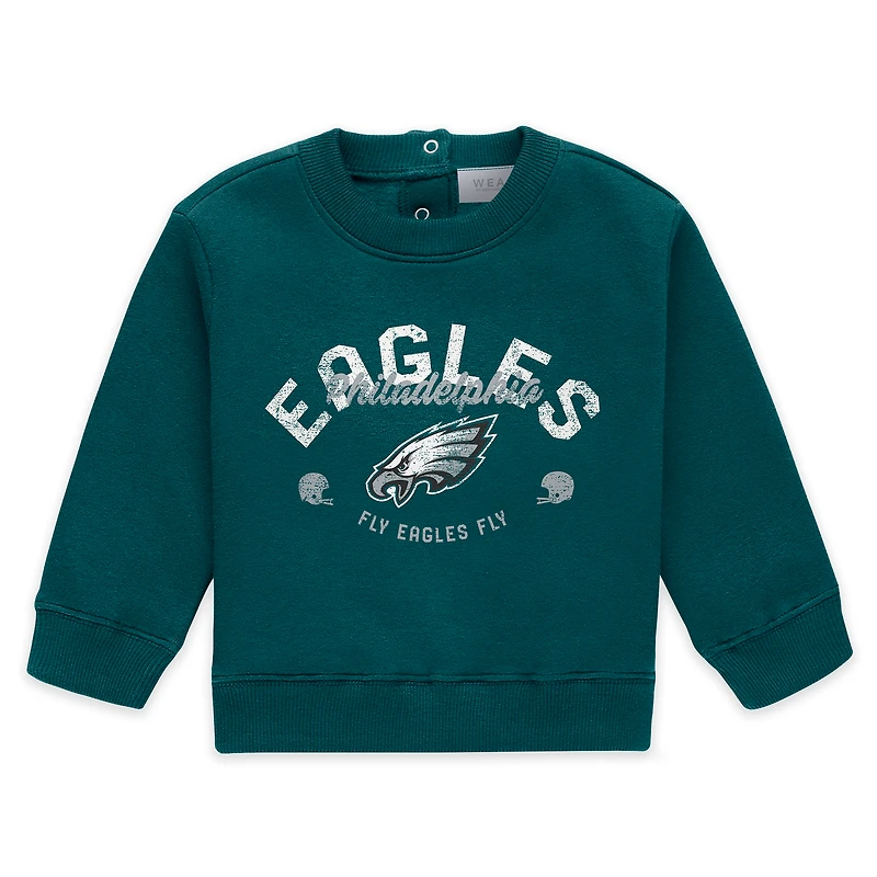Infant & Newborn WEAR by Erin Andrews Midnight Green Philadelphia Eagles Fleece Crewneck and Pants Set