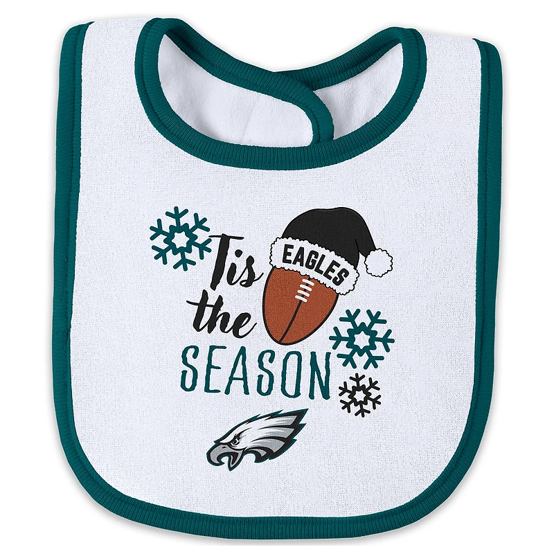 Infant & Newborn WEAR by Erin Andrews Philadelphia Eagles Holiday Full-Zip Sleeper Bib Set