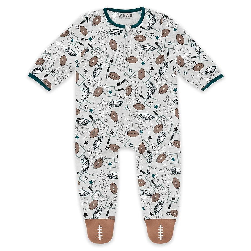 Infant & Newborn WEAR by Erin Andrews Philadelphia Eagles Sleep and Play Full-Zip Sleeper Bib Set