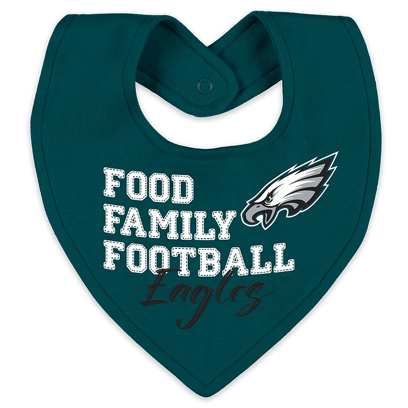 Infant & Newborn WEAR by Erin Andrews Philadelphia Eagles Sleep and Play Full-Zip Sleeper Bib Set