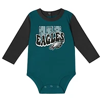 Infant Midnight Green/Black Philadelphia Eagles Double Up Long Sleeve Bodysuit Pant Set