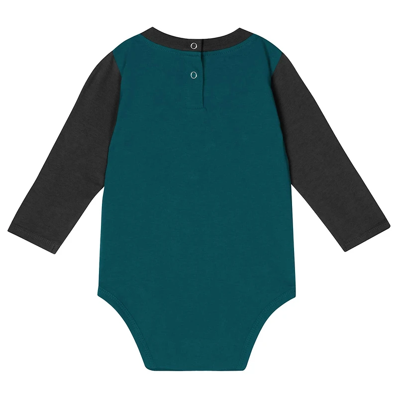 Infant Midnight Green/Black Philadelphia Eagles Double Up Long Sleeve Bodysuit Pant Set