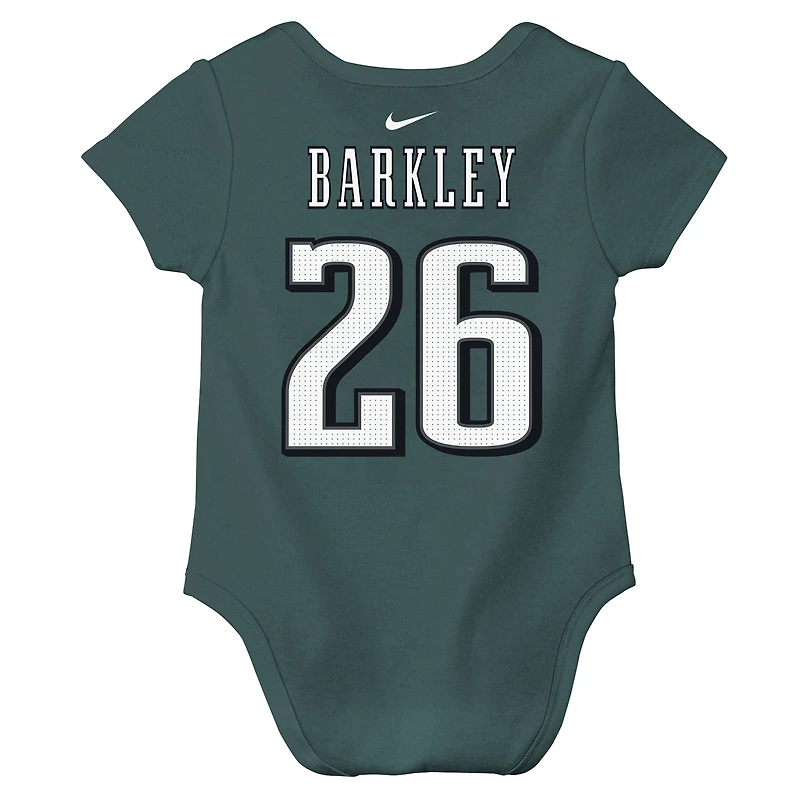 Body Nike Saquon Barkley pour bébé, vert nuit, avec nom et numéro de joueur des Philadelphia Eagles