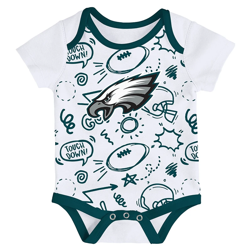 Infant Outerstuff  Philadelphia Eagles All Day Play Three-Piece Bodysuit Set
