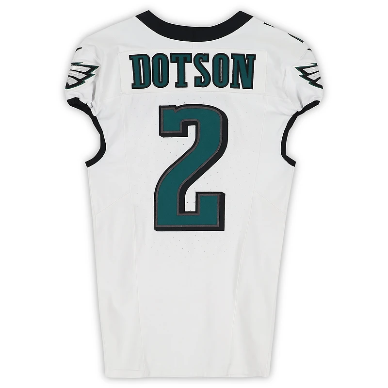Maillot blanc n° 2 porté par Jahan Dotson (Philadelphia Eagles) lors du match contre les Los Angeles Chargers le 8 décembre 2025