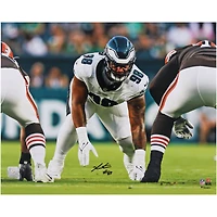 Jalen Carter Philadelphia Eagles Autographed 16" x 20" On the Defensive Line Photograph