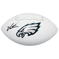 Ballon de football Wilson White Panel autographié par Jalen Carter des Eagles de Philadelphie