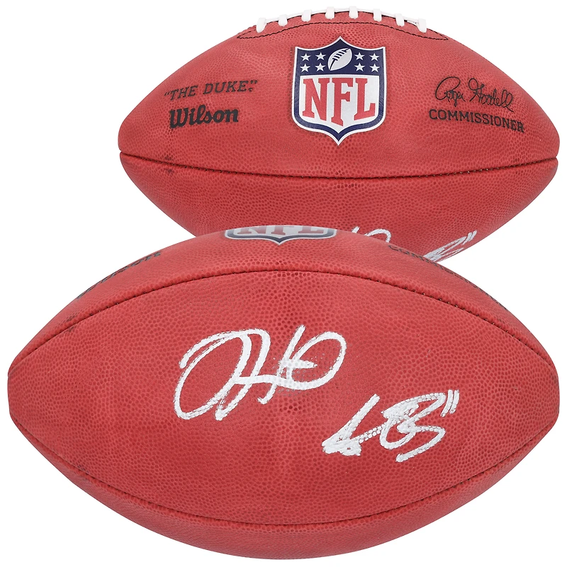 Ballon de football américain Wilson Duke en couleur, autographié par Jalen Hurts et A.J. Brown des Eagles de Philadelphie