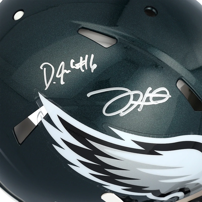 Jalen Hurts & DeVonta Smith Philadelphia Eagles Autographed Super Bowl LIX Champions Riddell Logo Speed Authentic Helmet