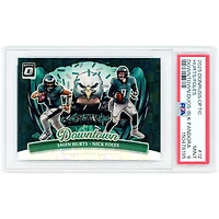 Jalen Hurts & Nick Foles Philadelphia Eagles 2025 Panini Donruss Optic Dual Downtown Black Pandora Prizm #12 #3/25 PSA Authenticated 9 Card