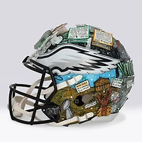 Jalen Hurts & Nick Foles Philadelphia Eagles Autographed Riddell Speed Authentic Helmet with Multiple Inscriptions - Art by Charles Fazzino - NF70445098