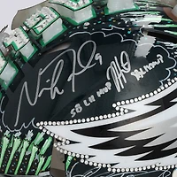 Jalen Hurts & Nick Foles Philadelphia Eagles Autographed Riddell Speed Authentic Helmet with Multiple Inscriptions - Art by Charles Fazzino - NF70445098