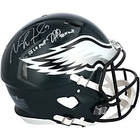 Casque Riddell Speed ​​authentique autographié par Jalen Hurts et Nick Foles des Philadelphia Eagles avec inscriptions « SB LIX MVP » et « SB LII MVP »