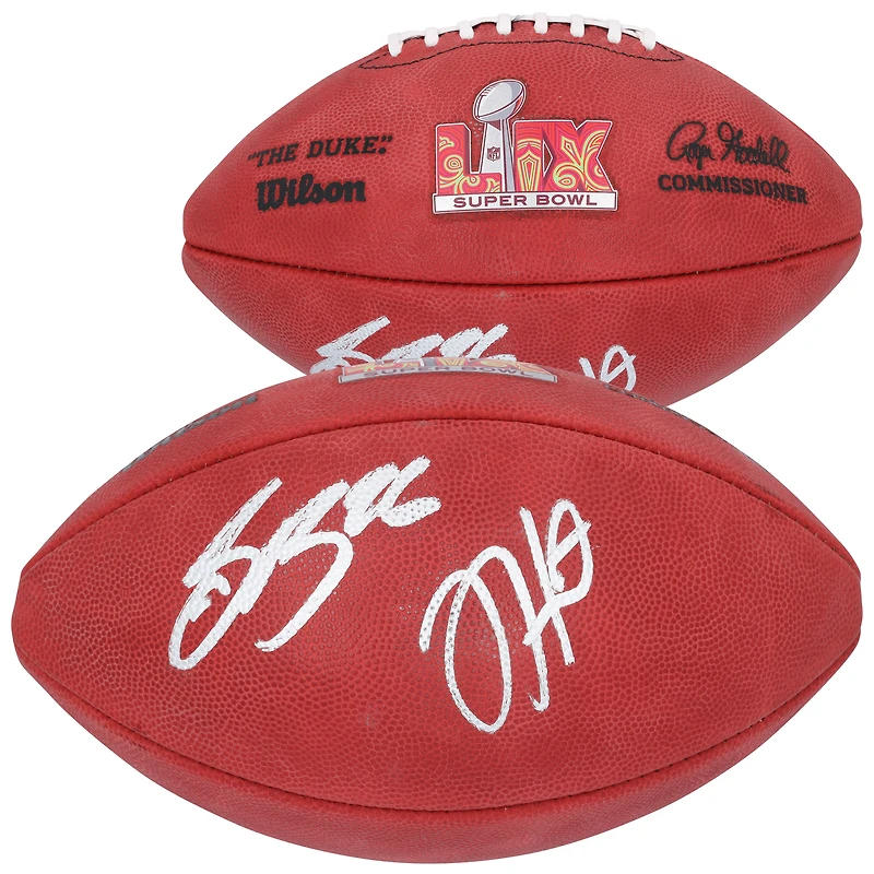 Jalen Hurts & Saquon Barkley Philadelphia Eagles Autographed Super Bowl LIX Champions Wilson Duke Football