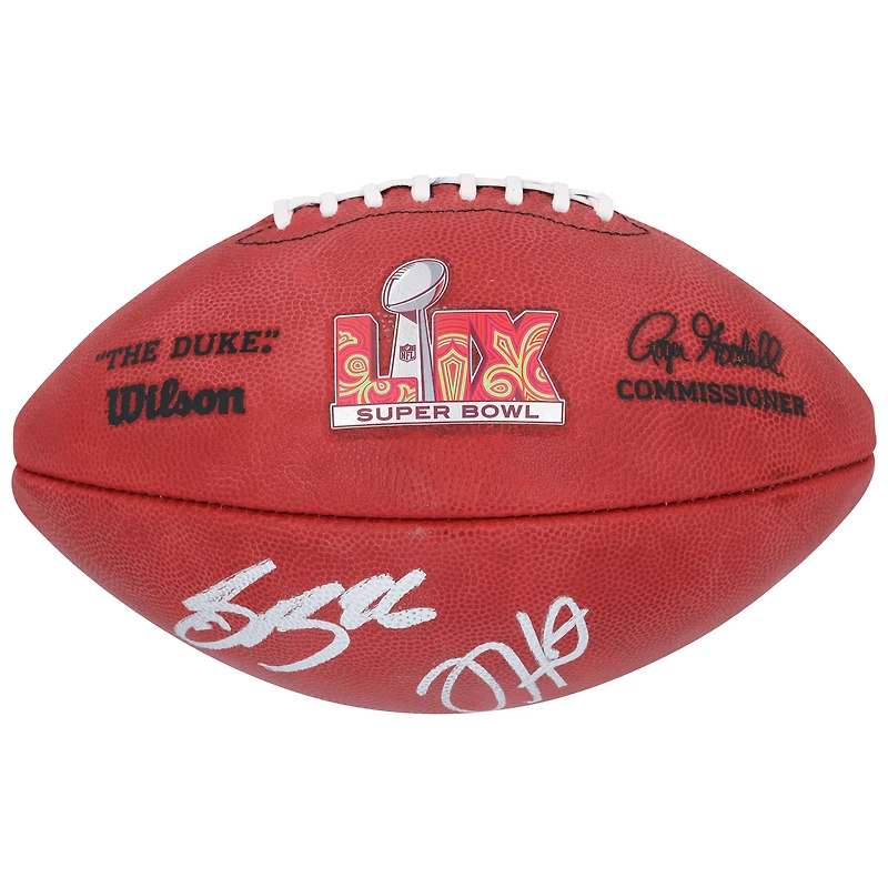 Jalen Hurts & Saquon Barkley Philadelphia Eagles Autographed Super Bowl LIX Champions Wilson Duke Football