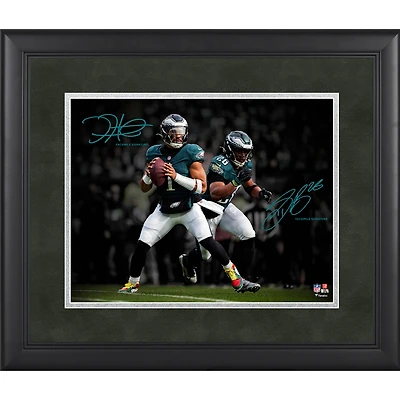 Jalen Hurts & Saquon Barkley Philadelphia Eagles Facsimile Signature Framed 11" x 14" Spotlight Photograph