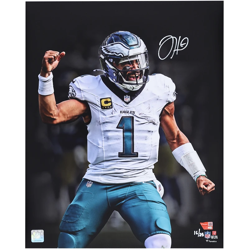 Photo dédicacée de Jalen Hurts (Philadelphia Eagles) - 40,6 x 50,8 cm (édition limitée à 25 exemplaires)