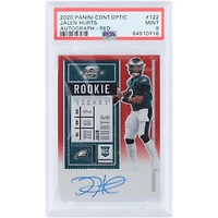 Carte de recrue autographiée de Jalen Hurts (Philadelphia Eagles) 2020 Panini Contenders Optic Ticket Rouge n° 122, n° 51/199, authentifiée PSA 9