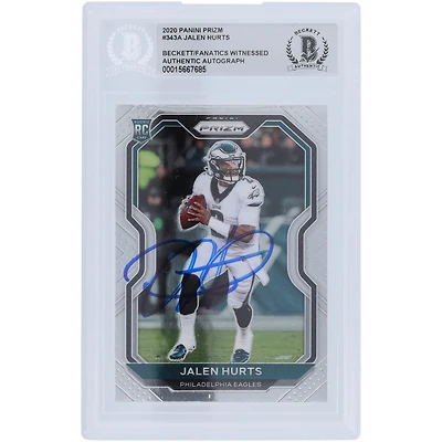 Jalen Hurts Philadelphia Eagles Autographed 2020 Panini Prizm #343 Beckett Fanatics Witnessed Authenticated Rookie Card