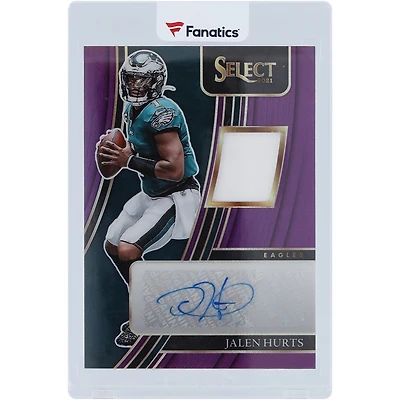 Jalen Hurts Philadelphia Eagles Autographed 2021 Panini Select Signature Memorabilia Purple Prizm Relic #SMP-JHU #6/35 Card