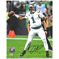 Jalen Hurts Philadelphia Eagles Autographed 8" x 10" White Jersey Throwing Photograph