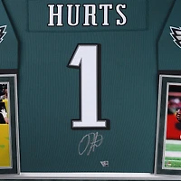 Maillot Nike de luxe encadré et dédicacé par Jalen Hurts des Philadelphia Eagles, vert nuit, Super Bowl LIX