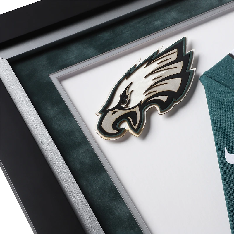 Jalen Hurts Philadelphia Eagles Autographed Deluxe Framed Midnight Green Super Bowl LIX Nike Game Jersey  