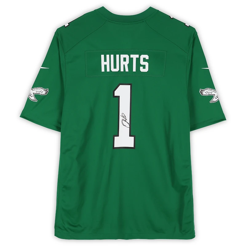 Jalen Hurts Philadelphia Eagles Autographed Kelly Green Nike Super Bowl LIX Patch Game Jersey