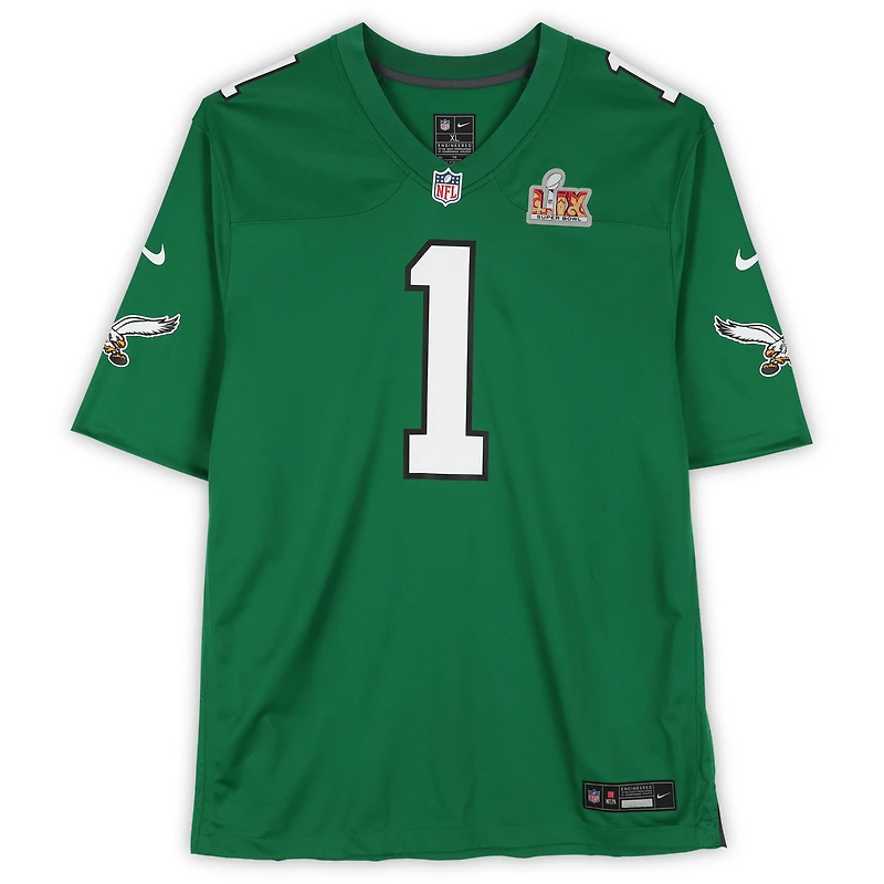 Jalen Hurts Philadelphia Eagles Autographed Kelly Green Nike Super Bowl LIX Patch Game Jersey