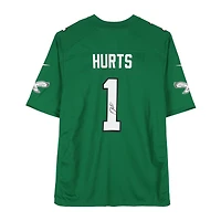 Maillot de match Nike Super Bowl LIX vert Kelly, autographié par Jalen Hurts des Eagles de Philadelphie