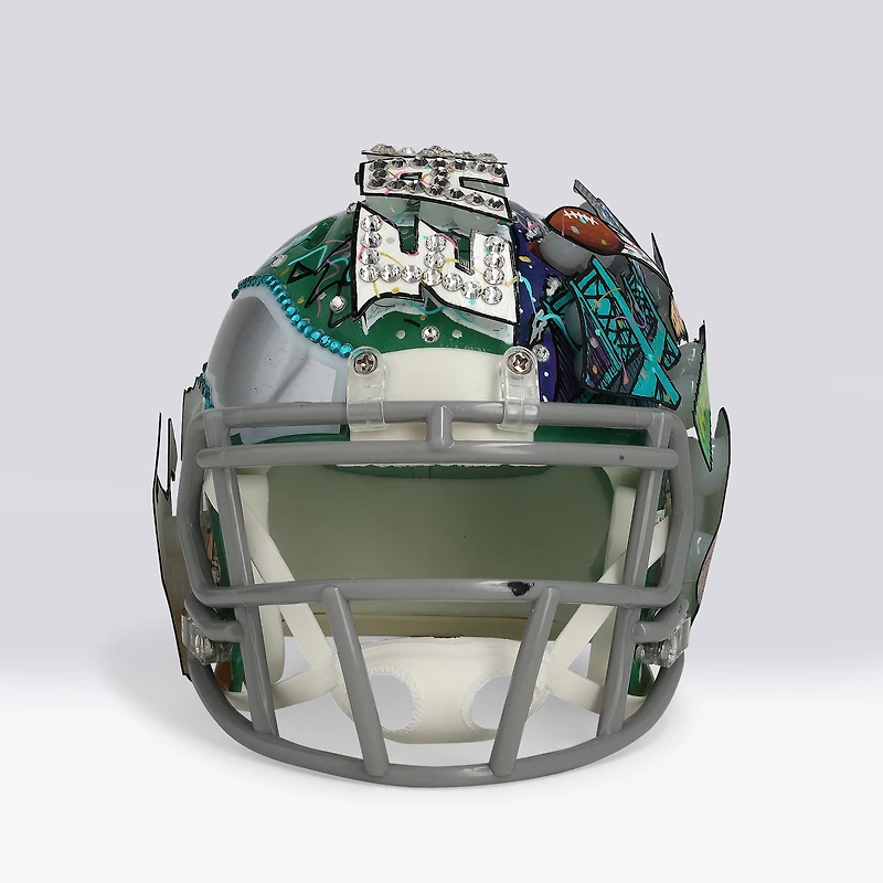 Jalen Hurts Philadelphia Eagles Autographed Kelly Green Riddell Speed Mini Helmet - Art by Charles Fazzino - NF70444383