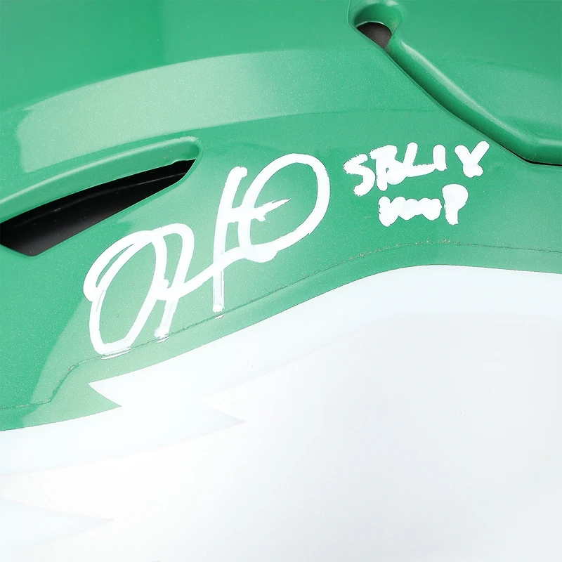 Jalen Hurts Philadelphia Eagles Autographed Riddell Kelly Green Speed Flex Authentic Helmet with "SB LIX MVP" Inscription