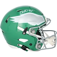Jalen Hurts, des Eagles de Philadelphie, reçoit un casque Riddell Speed ​​Flex Authentic vert Kelly autographié avec l'inscription « SB LIX MVP ».