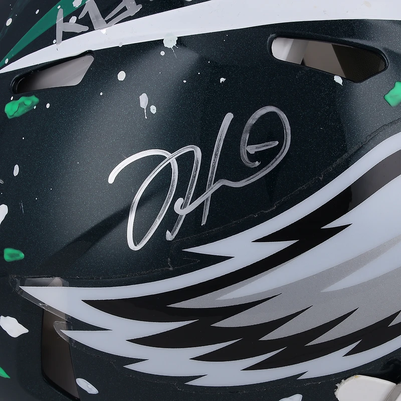 Casque Riddell Speed ​​Authentic autographié par Jalen Hurts (Philadelphia Eagles) - Illustration de King Saladeen - Édition limitée n° 1/1 - WN55915750
